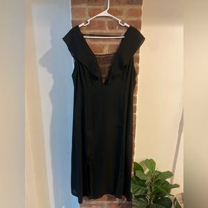 Top Shop black midi dress with lace slip dress underneath